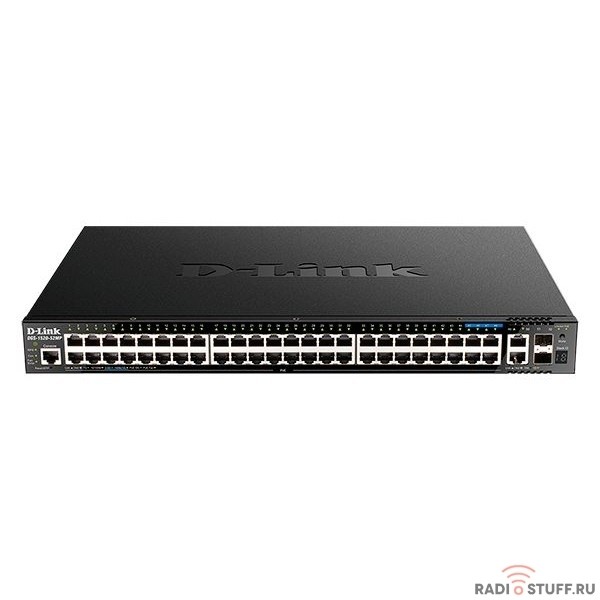 D-Link DGS-1520-52MP/A1A Управляемый L3 стекируемый коммутатор с 44 портами 10/100/1000Base-T, 4 портами 100/1000/2.5GBase-T, 2 портами 10GBase-T и 2 портами 10GBase-X SFP+