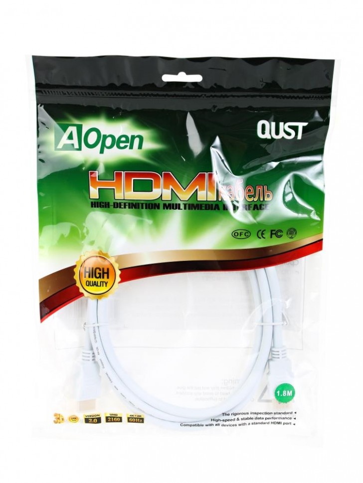 Кабель HDMI-HDMI 1.8M V2.0 ACG711W-1.8M AOPEN